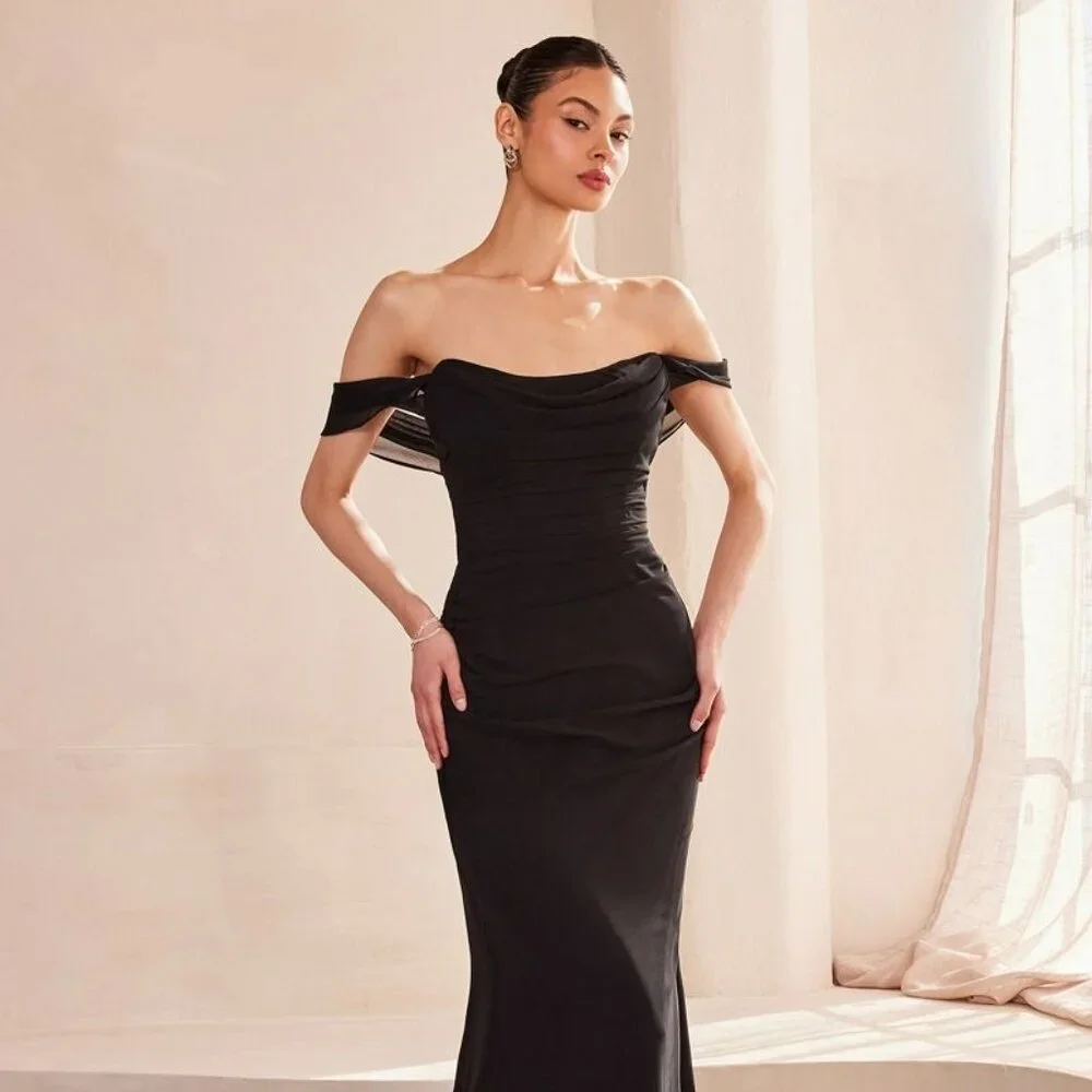 New Off Shoulder Formal Sheath Long Soft Chiffon Dress w/ Lace Up Back CD T705_3